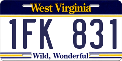 WV license plate 1FK831