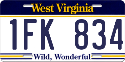 WV license plate 1FK834