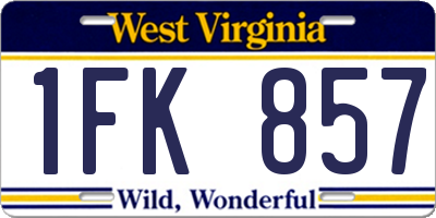 WV license plate 1FK857