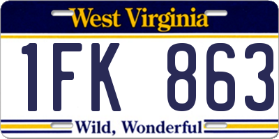 WV license plate 1FK863