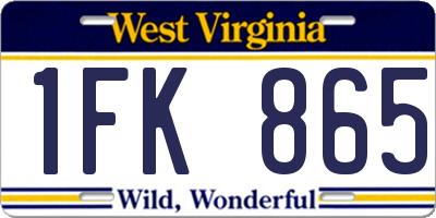WV license plate 1FK865