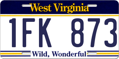 WV license plate 1FK873