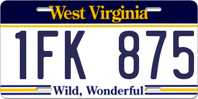 WV license plate 1FK875
