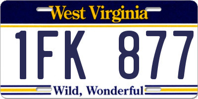 WV license plate 1FK877