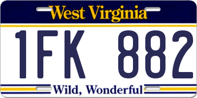 WV license plate 1FK882