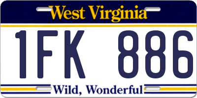 WV license plate 1FK886