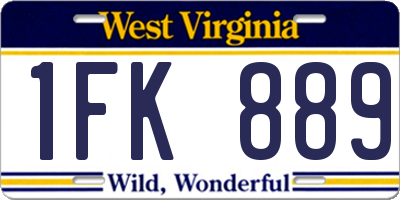 WV license plate 1FK889
