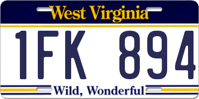 WV license plate 1FK894
