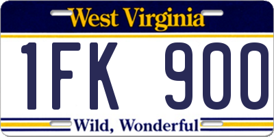 WV license plate 1FK900