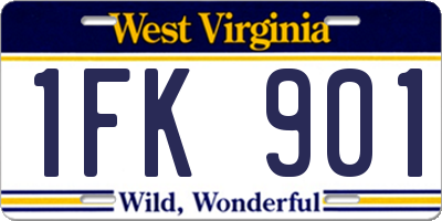 WV license plate 1FK901