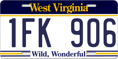 WV license plate 1FK906