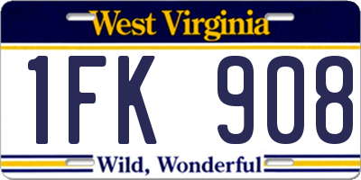 WV license plate 1FK908