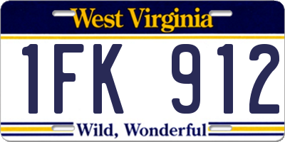 WV license plate 1FK912