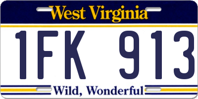 WV license plate 1FK913