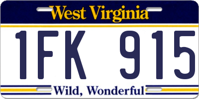 WV license plate 1FK915