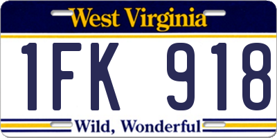 WV license plate 1FK918