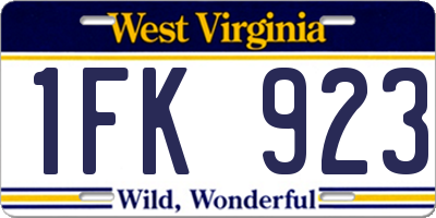WV license plate 1FK923