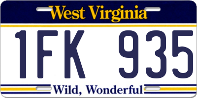 WV license plate 1FK935