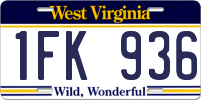 WV license plate 1FK936