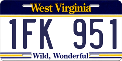 WV license plate 1FK951
