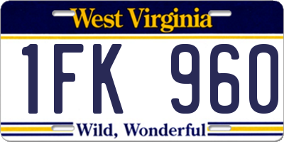 WV license plate 1FK960