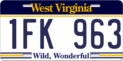 WV license plate 1FK963
