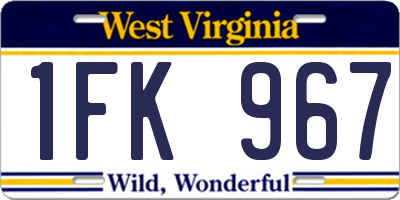 WV license plate 1FK967