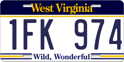 WV license plate 1FK974