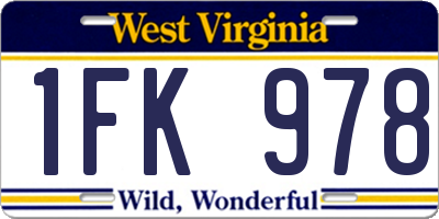 WV license plate 1FK978