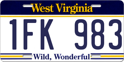 WV license plate 1FK983