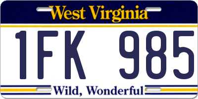 WV license plate 1FK985