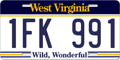 WV license plate 1FK991