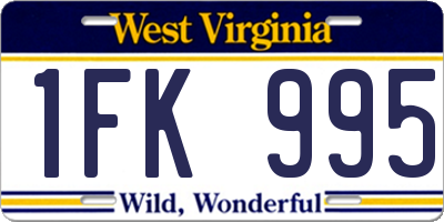 WV license plate 1FK995