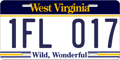 WV license plate 1FL017