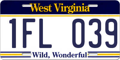 WV license plate 1FL039