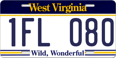 WV license plate 1FL080