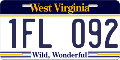 WV license plate 1FL092