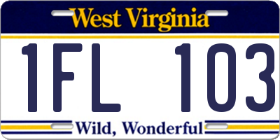 WV license plate 1FL103