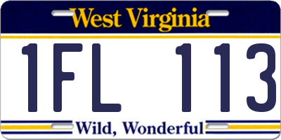 WV license plate 1FL113