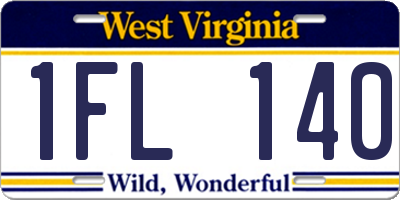 WV license plate 1FL140