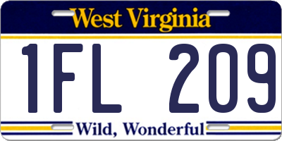 WV license plate 1FL209