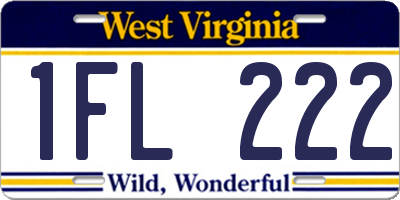 WV license plate 1FL222