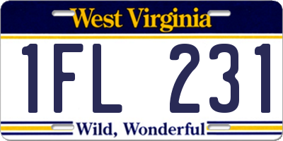 WV license plate 1FL231