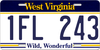 WV license plate 1FL243