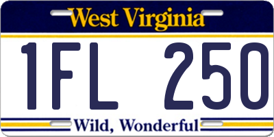WV license plate 1FL250