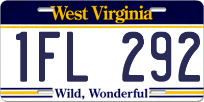 WV license plate 1FL292