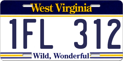 WV license plate 1FL312
