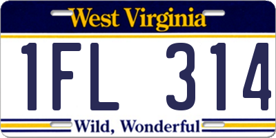 WV license plate 1FL314