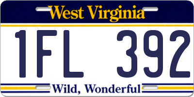WV license plate 1FL392