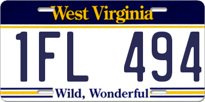 WV license plate 1FL494